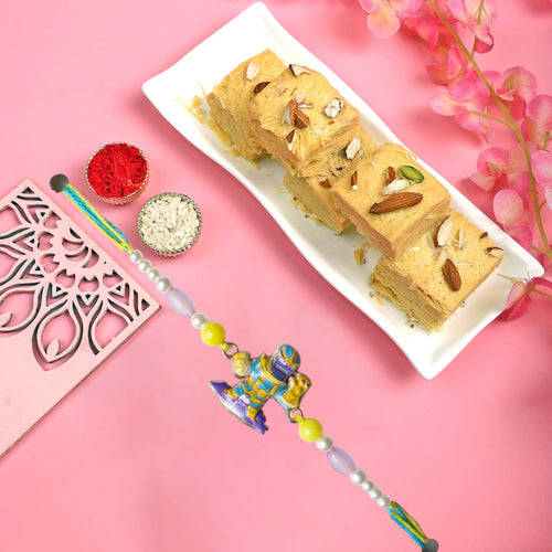 Cartoon Fun Fiesta Kids Rakhi Combo with Desi Ghee Laddoo, Soan Papdi & Kaju Katli 200 gm