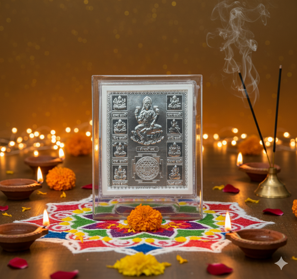 Ashta Lakshmi Yantra – 999 Pure Silver Frame