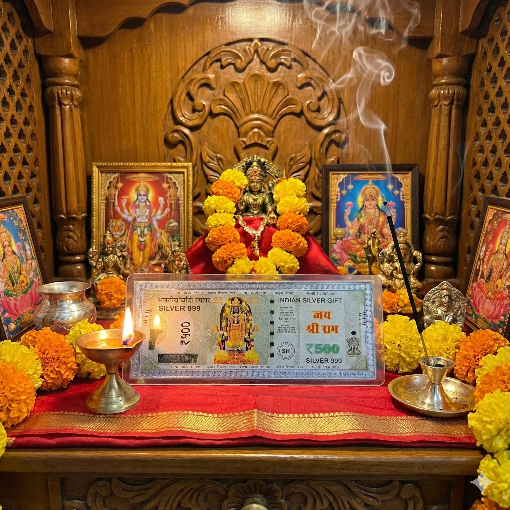 Shri Ram Lalla 999 Pure Silver Devotional Note – Auspicious Silver Gift for Pooja & Gifting