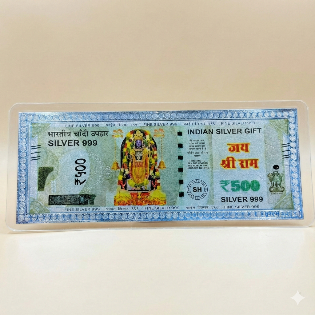 Shri Ram Lalla 999 Pure Silver Devotional Note – Auspicious Silver Gift for Pooja & Gifting