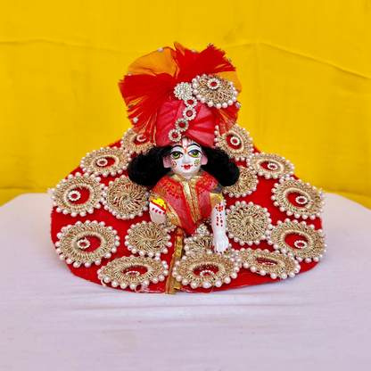 Stirring Red Heavy Dress Laddu Gopal