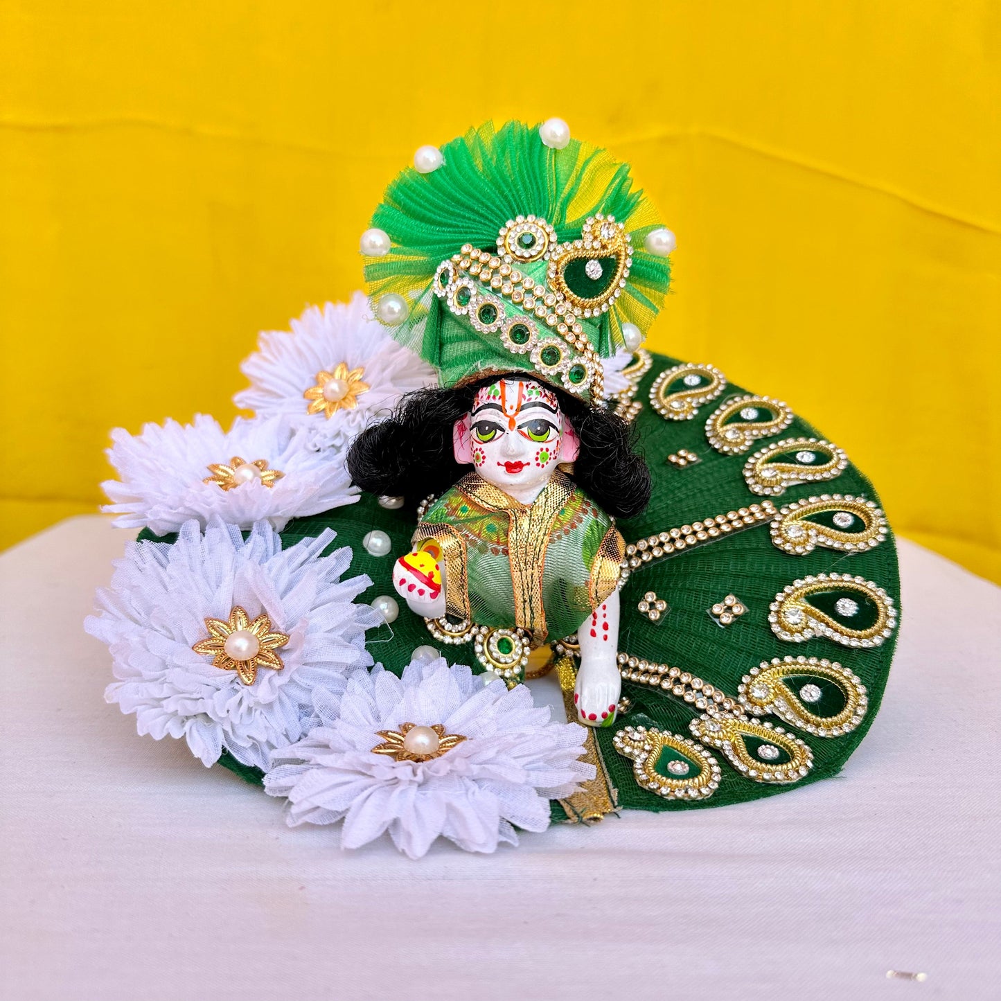 Gorgeous Green Heavy Laddu Gopal Dress