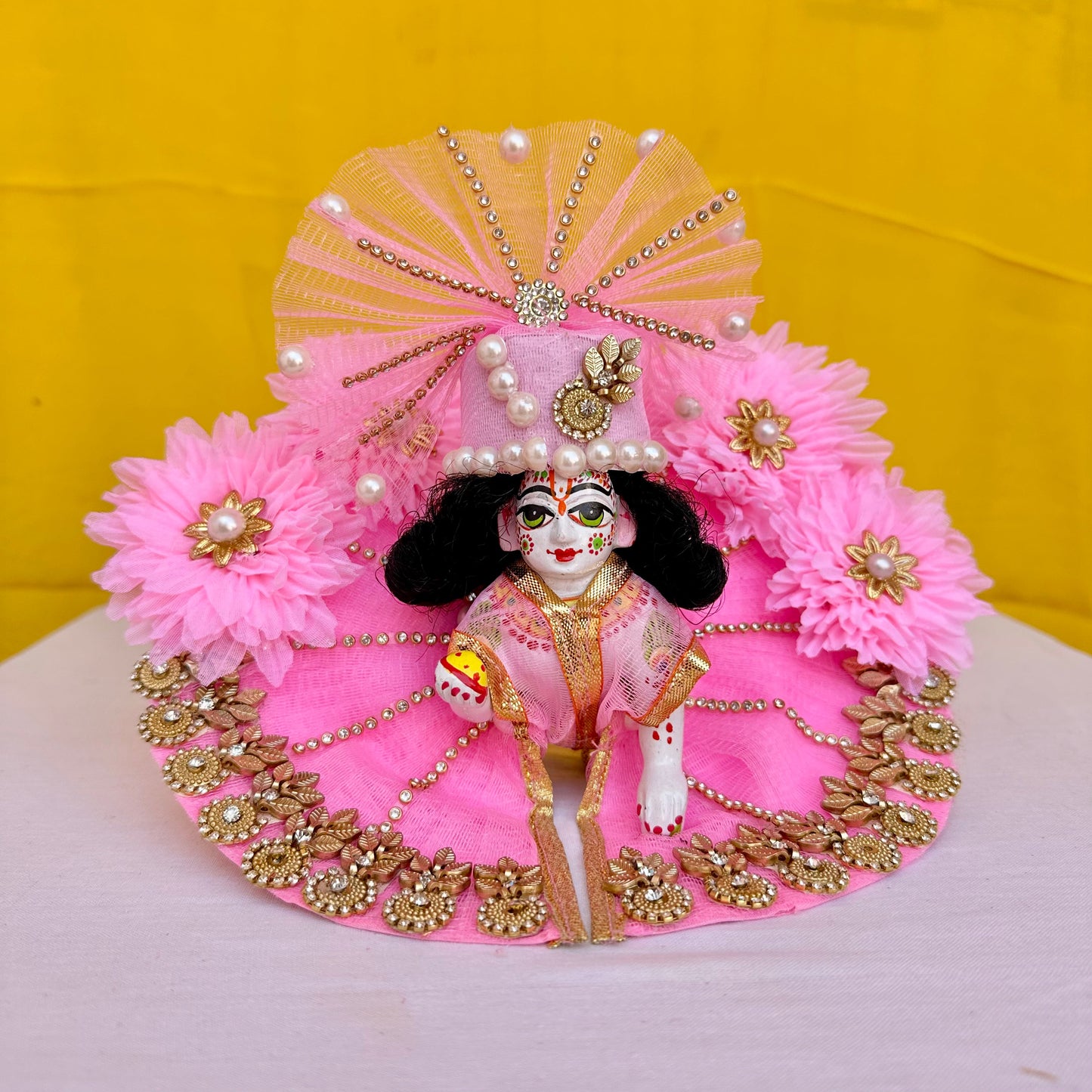 Beautiful Pink Flower Laddu Gopal Dress