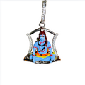 🕉️ Mahadev Meditation Pendant 925 Hallmarked Silver | Hand-Painted Idol | CZ Diamond Frame