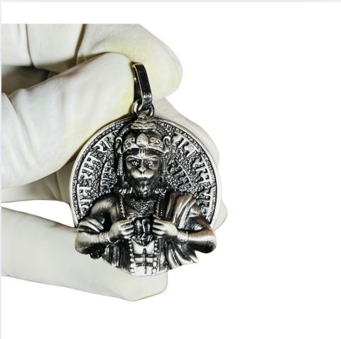 💥 Veer Hanuman Ram Darshan Pendant – 925 Pure Silver | Chest-Opening Form with Ram-Sita Engraving