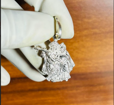 💞 Radha Krishna Flute Pendant – Pure Silver | Symbol of Eternal Love & Devotion