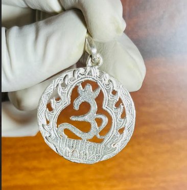 🕉️ Om Flame Pendant – Pure Silver | Sacred Sound Symbol with Energy Aura Design