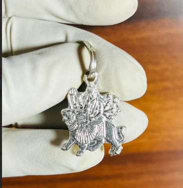 🐅 Maa Durga Sherawali Pendant – Pure Silver | Goddess Riding Lion