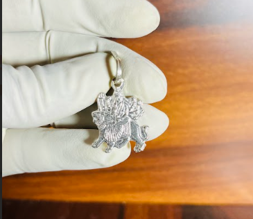 🐅 Maa Durga Sherawali Pendant – Pure Silver | Goddess Riding Lion