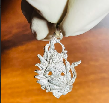 🎶 Saraswati Devi Lotus Pendant – Pure Silver | Symbol of Wisdom, Art & Shakti