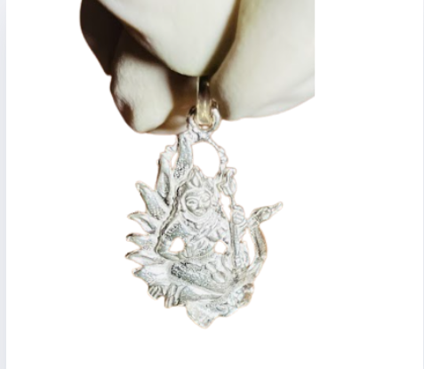 🎶 Saraswati Devi Lotus Pendant – Pure Silver | Symbol of Wisdom, Art & Shakti