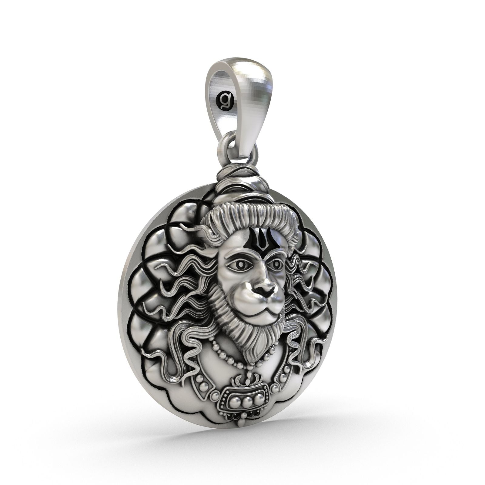🔱 Hanuman Maharaj Divine Face Pendant – 925 Pure Silver | Circular Radiance Edition