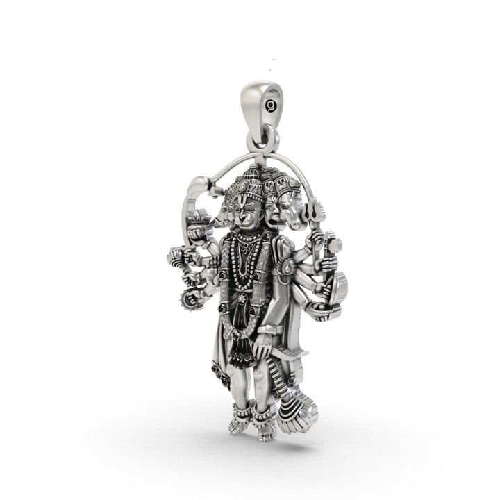 🛡️ Panchmukhi Hanuman Pendant – 925 Pure Silver | Five Faces of Protection & Power