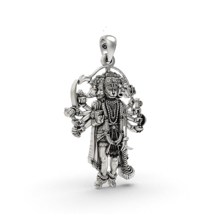 🛡️ Panchmukhi Hanuman Pendant – 925 Pure Silver | Five Faces of Protection & Power