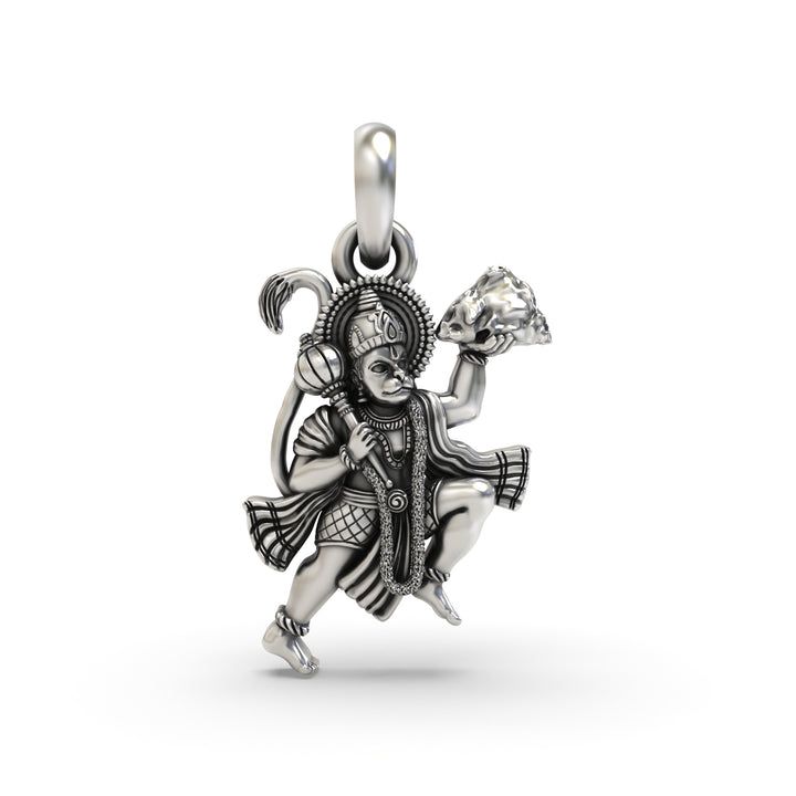 🕉️ Hanuman Sanjeevani Parvat Pendant – 925 Pure Silver | Symbol of Life, Strength & Devotion