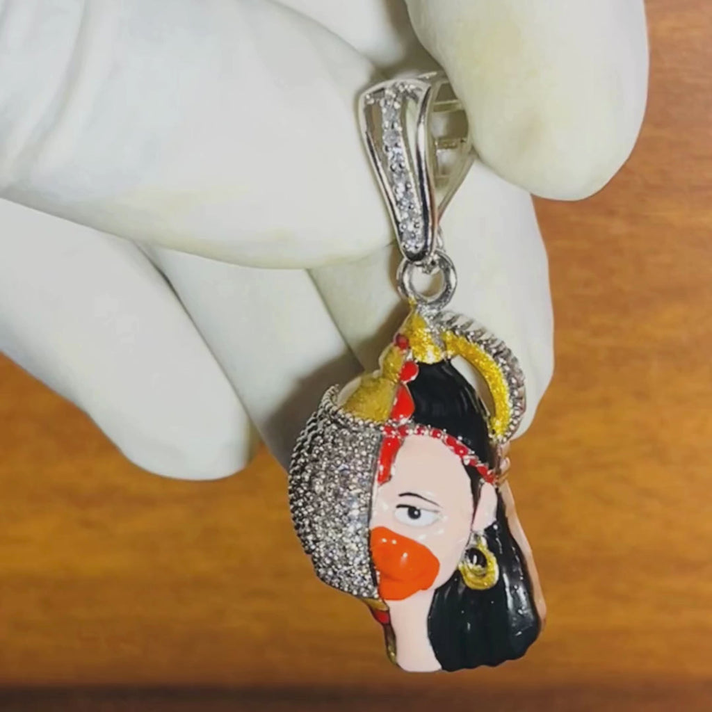 925 pure silver pendant of hanuman ji sankh design unique