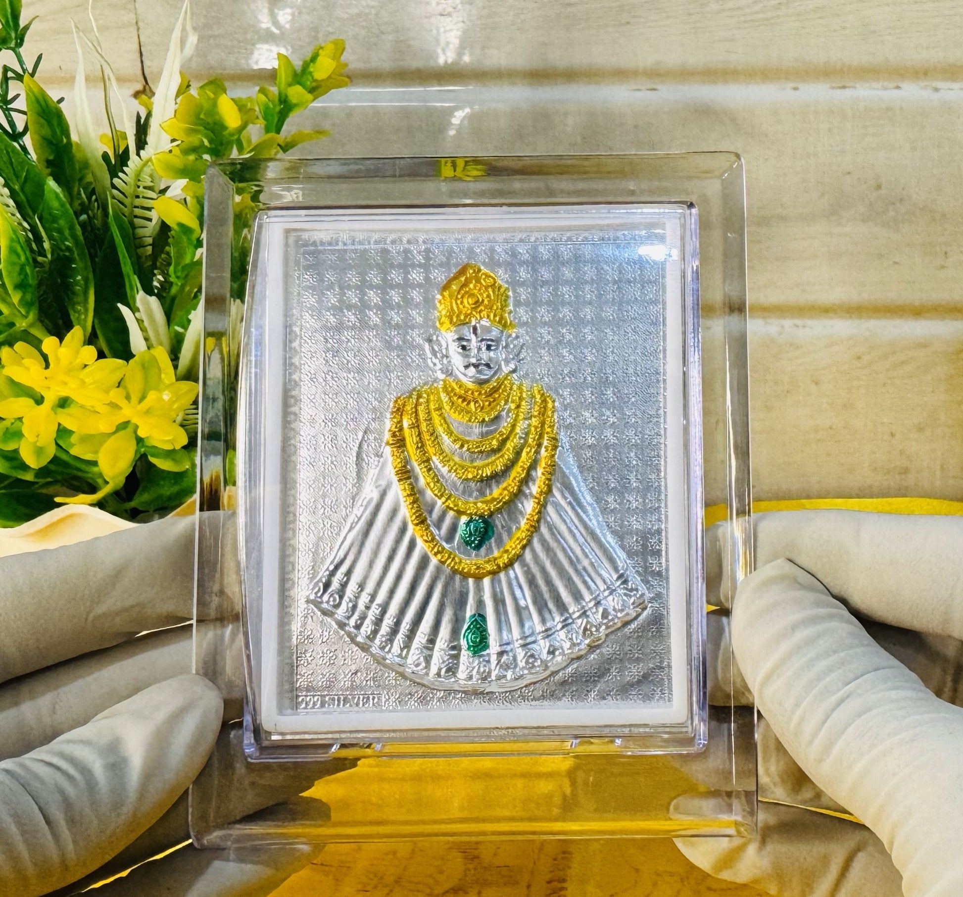 999 Silver Khatu Shyam Ji Darshan Frame Stand