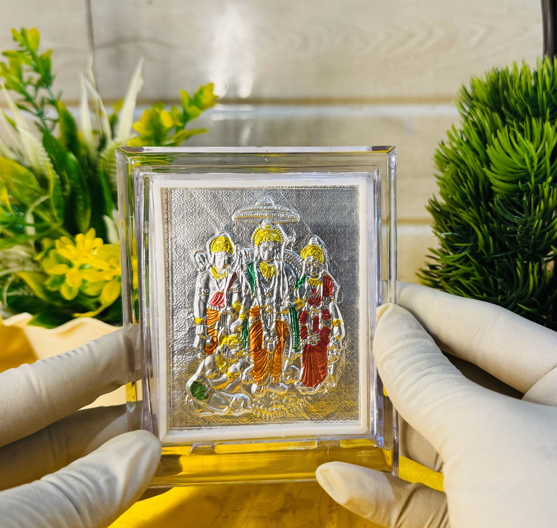 999 Silver Shree Ram Darbar Frame – Encased in Crystal