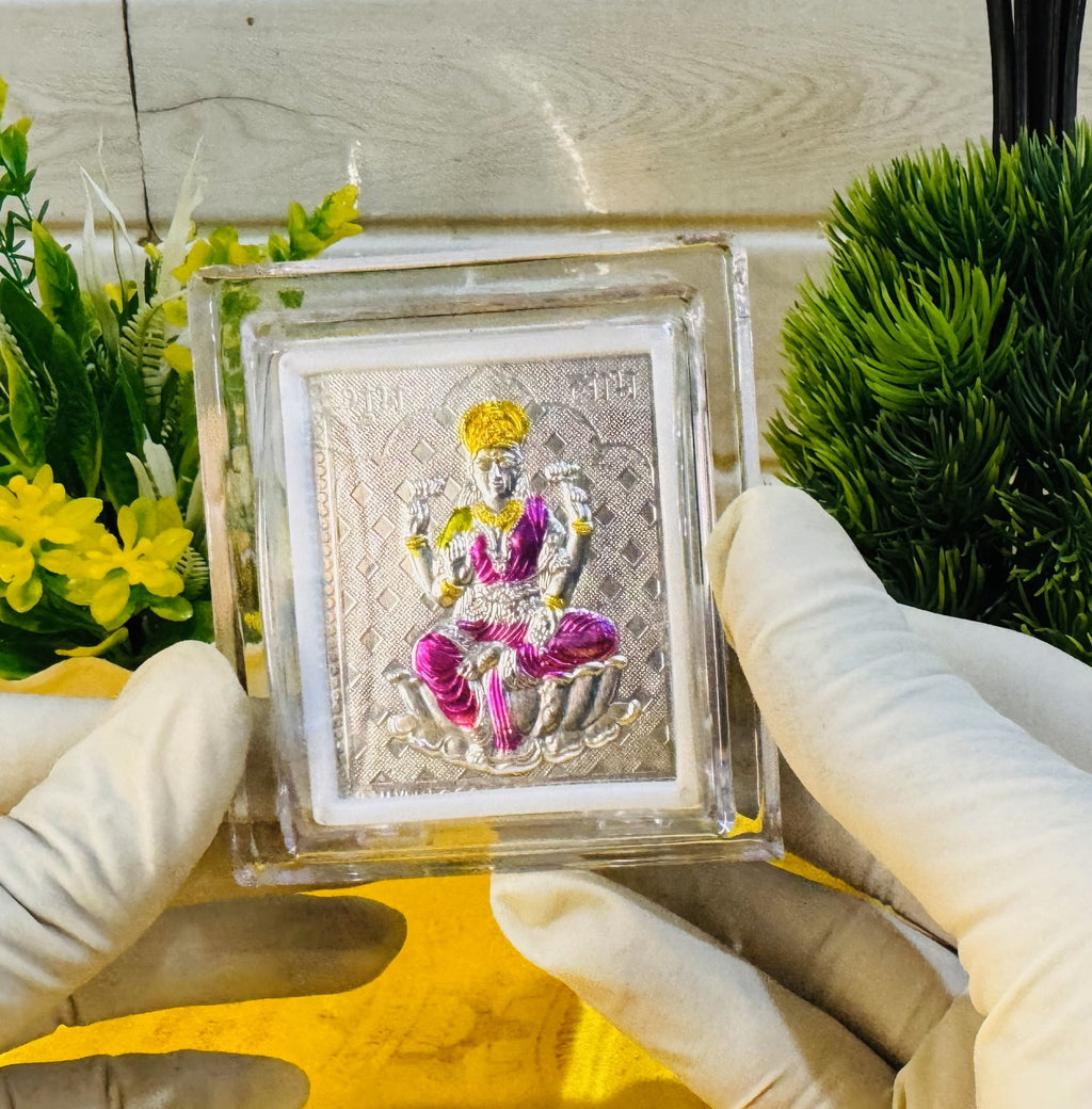 999 Silver Goddess Saraswati Ji Divine Frame – Encased in Crystal